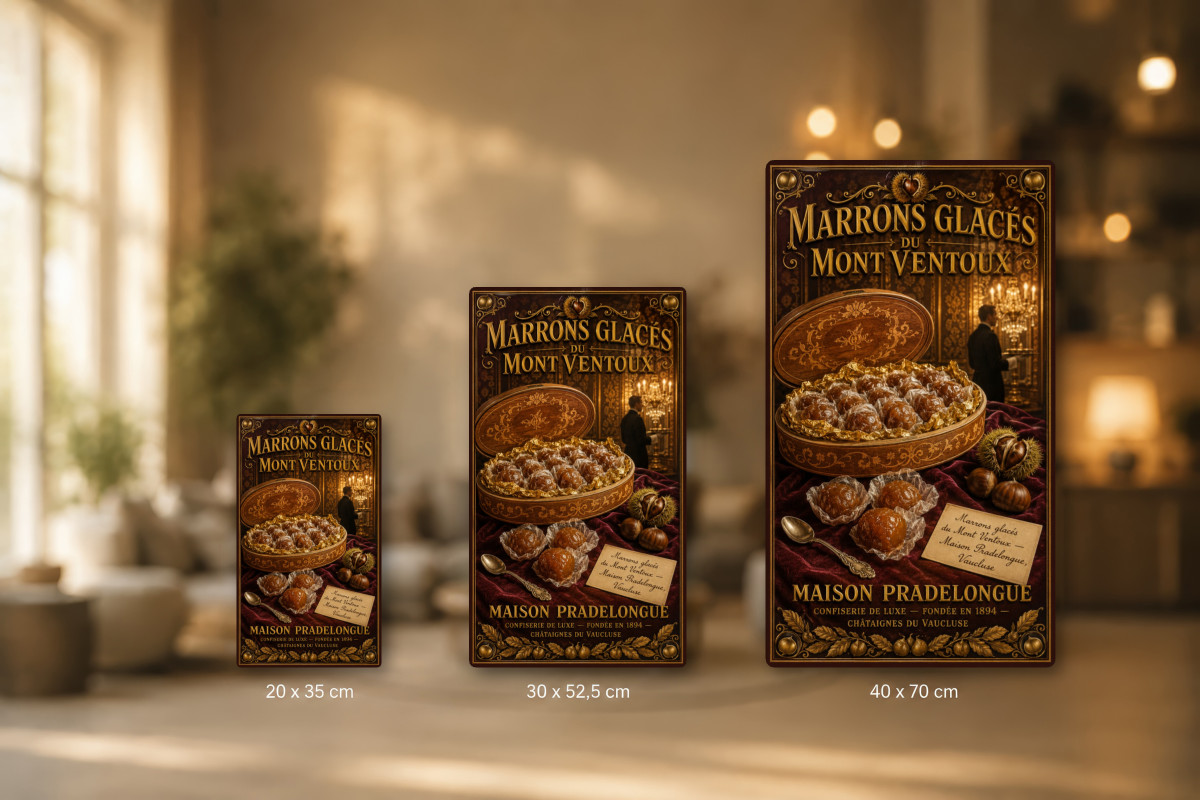 Plaques - décors mêlés #8, Affiche vintage Noël - Marrons Glacés du Mont Ventoux