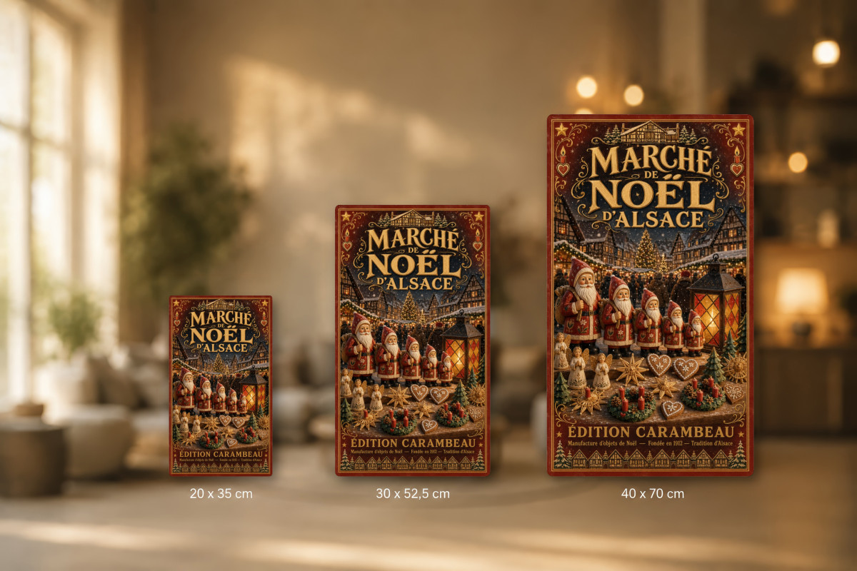 Plaques - décors mêlés #8, Affiche vintage Noël - Marché de Noël d’Alsace