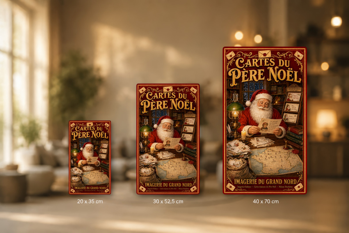 Plaques - décors mêlés #8, Affiche vintage Noël - Cartes du Père Noël