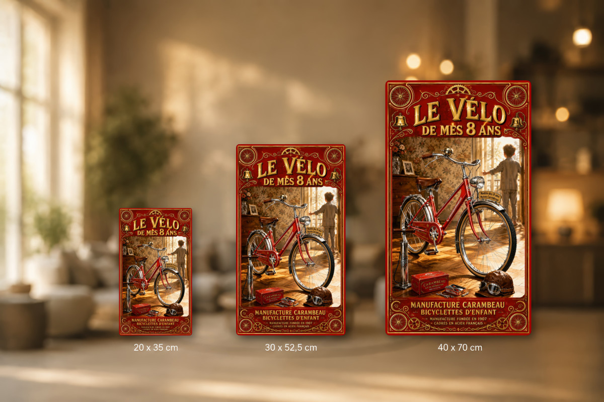 Plaques - décors mêlés #9, Affiche vintage enfance - Le Vélo de Mes 8 Ans