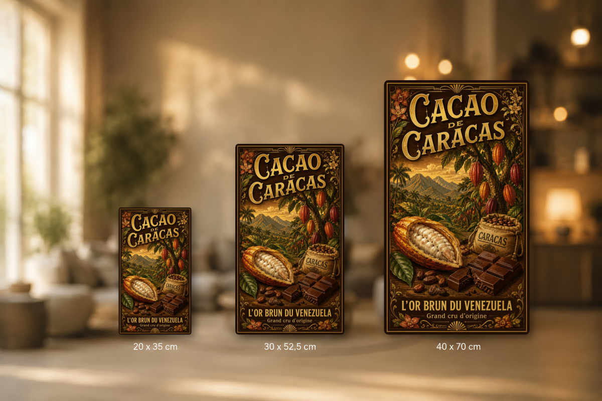Plaques - décors mêlés #9, Affiche vintage chocolat - Cacao de Caracas