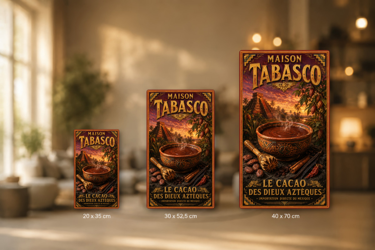 Plaques - décors mêlés #9, Affiche vintage chocolat - Maison Tabasco