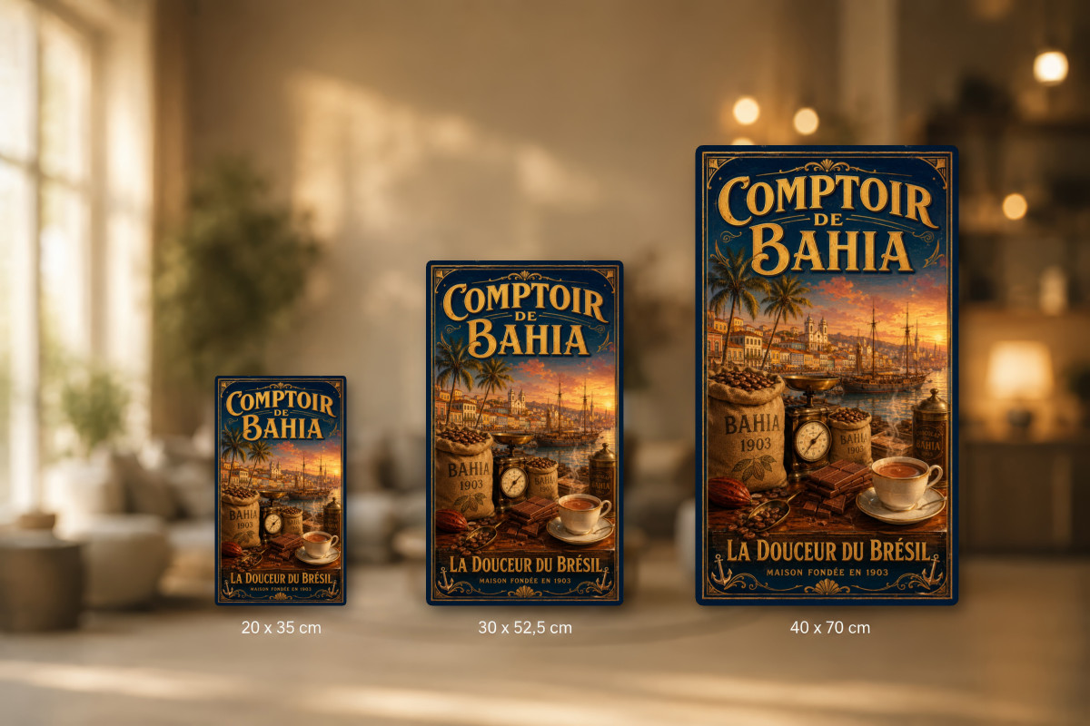 Plaques - décors mêlés #9, Affiche vintage chocolat - Comptoir de Bahia
