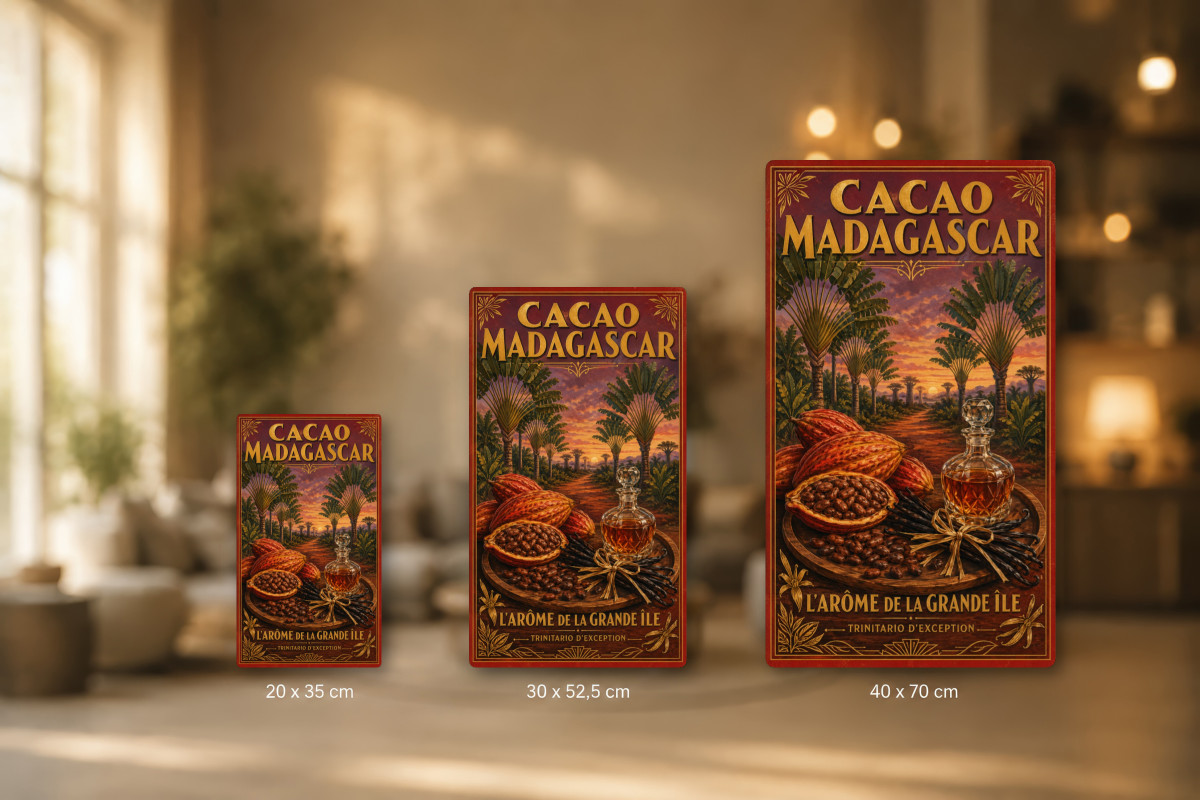 Plaques - décors mêlés #9, Affiche vintage chocolat - Cacao Madagascar