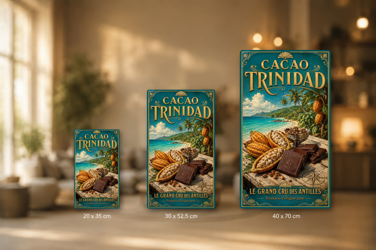 Plaques - décors mêlés #9, Affiche vintage chocolat - Cacao Trinidad