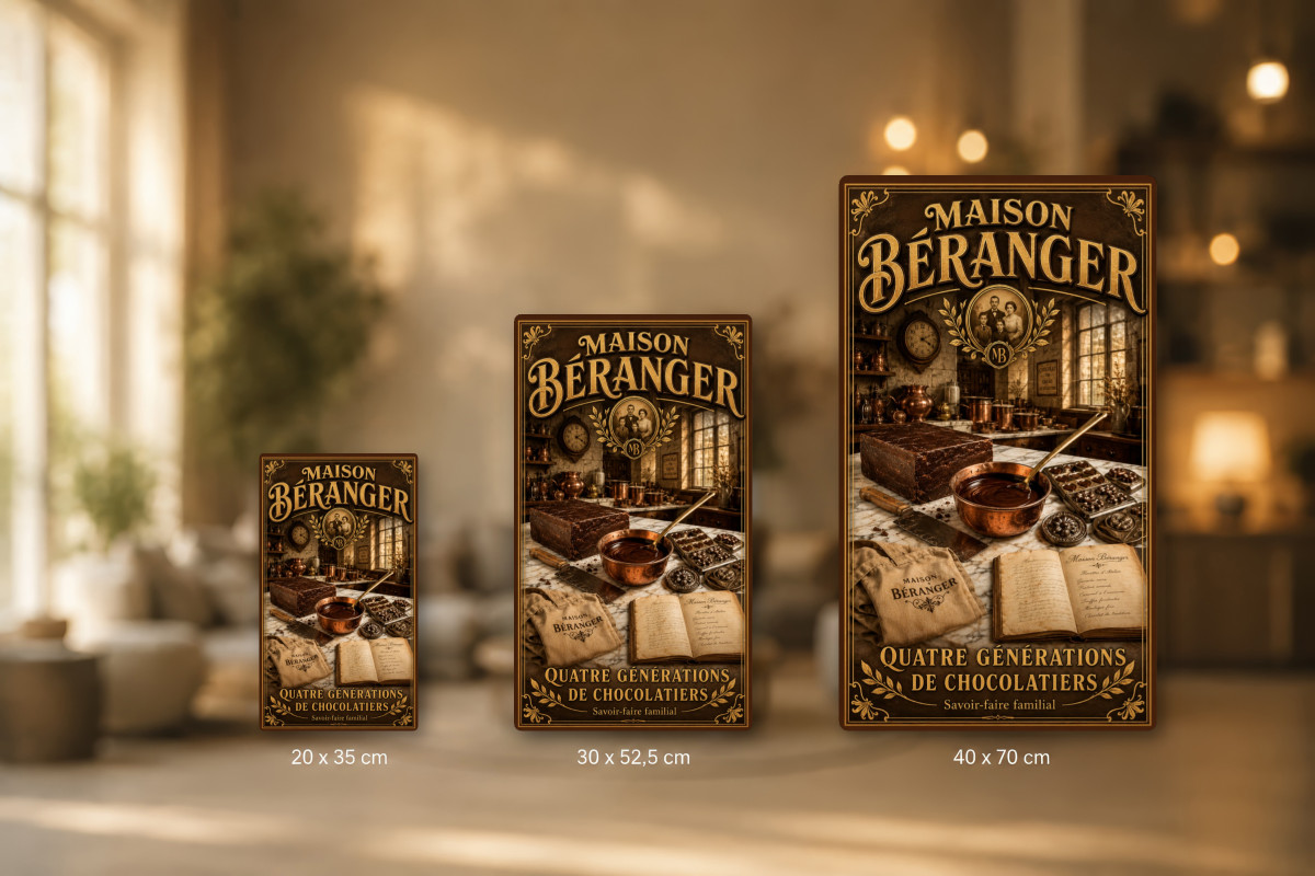 Plaques - décors mêlés #9, Affiche vintage chocolat - Maison Béranger