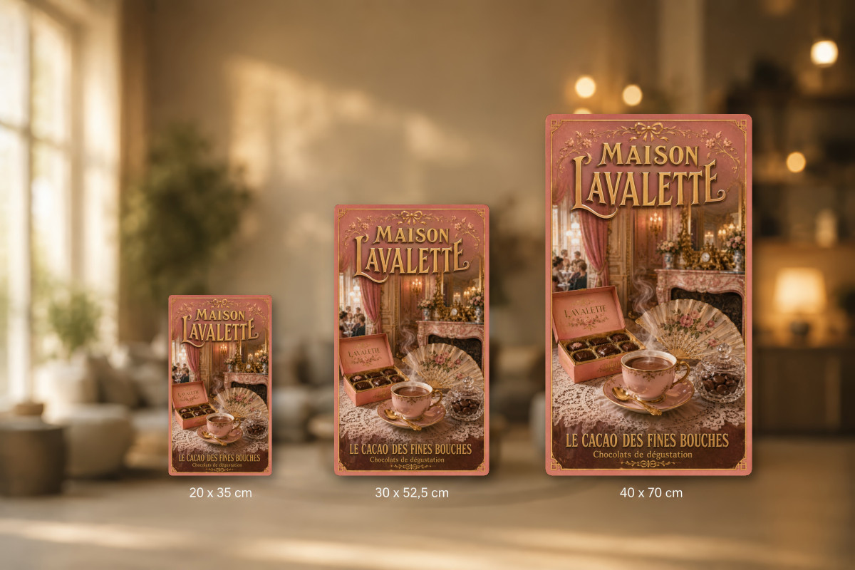 Plaques - décors mêlés #9, Affiche vintage chocolat - Maison Lavalette