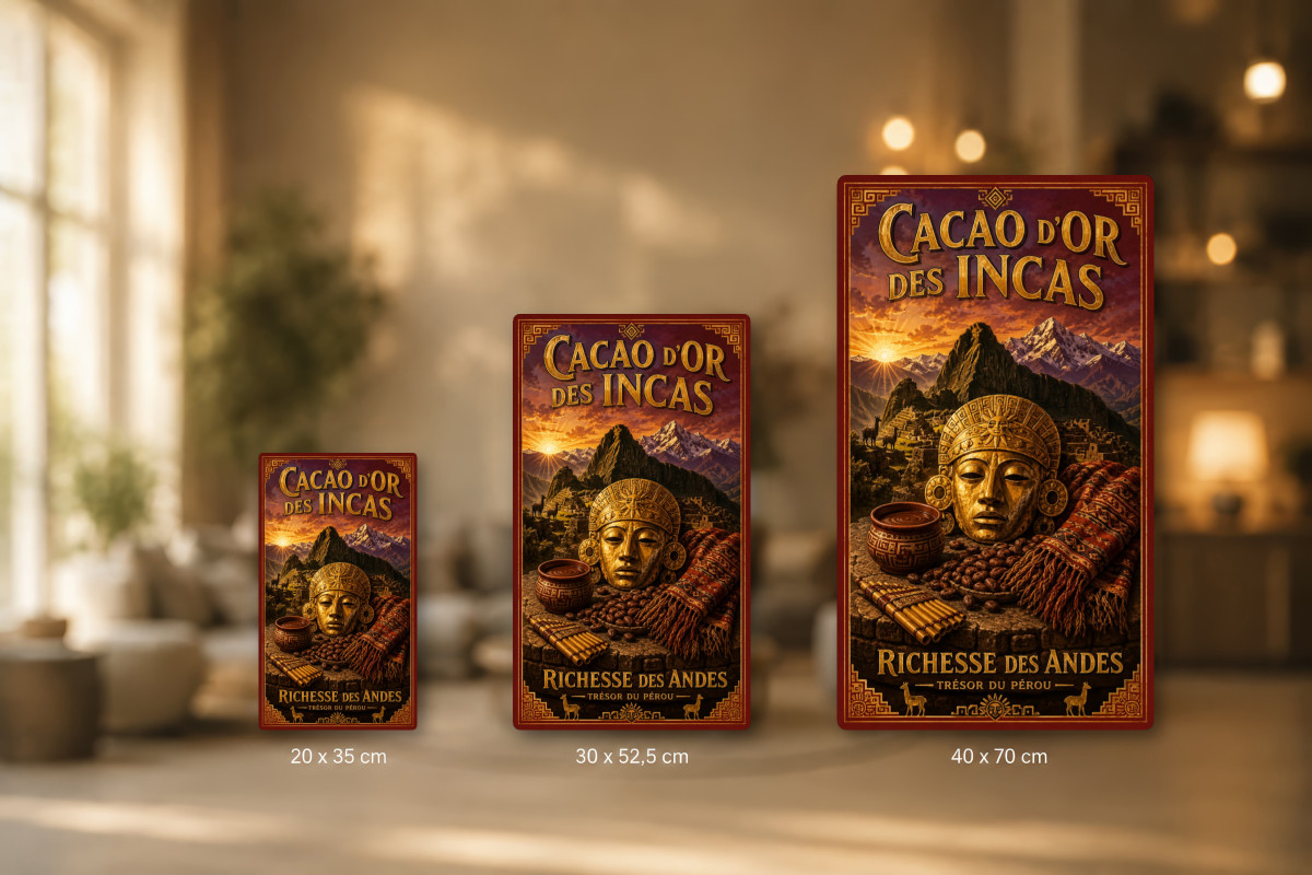Plaques - décors mêlés #9, Affiche vintage chocolat - Cacao d’Or des Incas