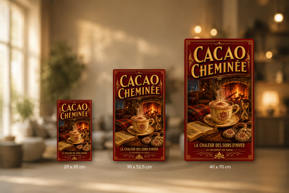 Plaques - décors mêlés #9, Affiche vintage chocolat - Cacao Cheminée