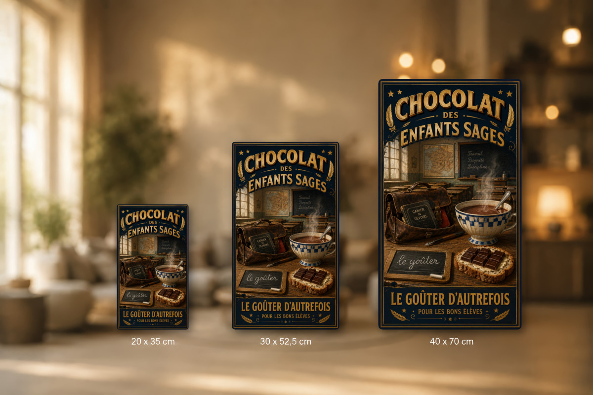 Plaques - décors mêlés #9, Affiche vintage chocolat - Chocolat des Enfants Sages