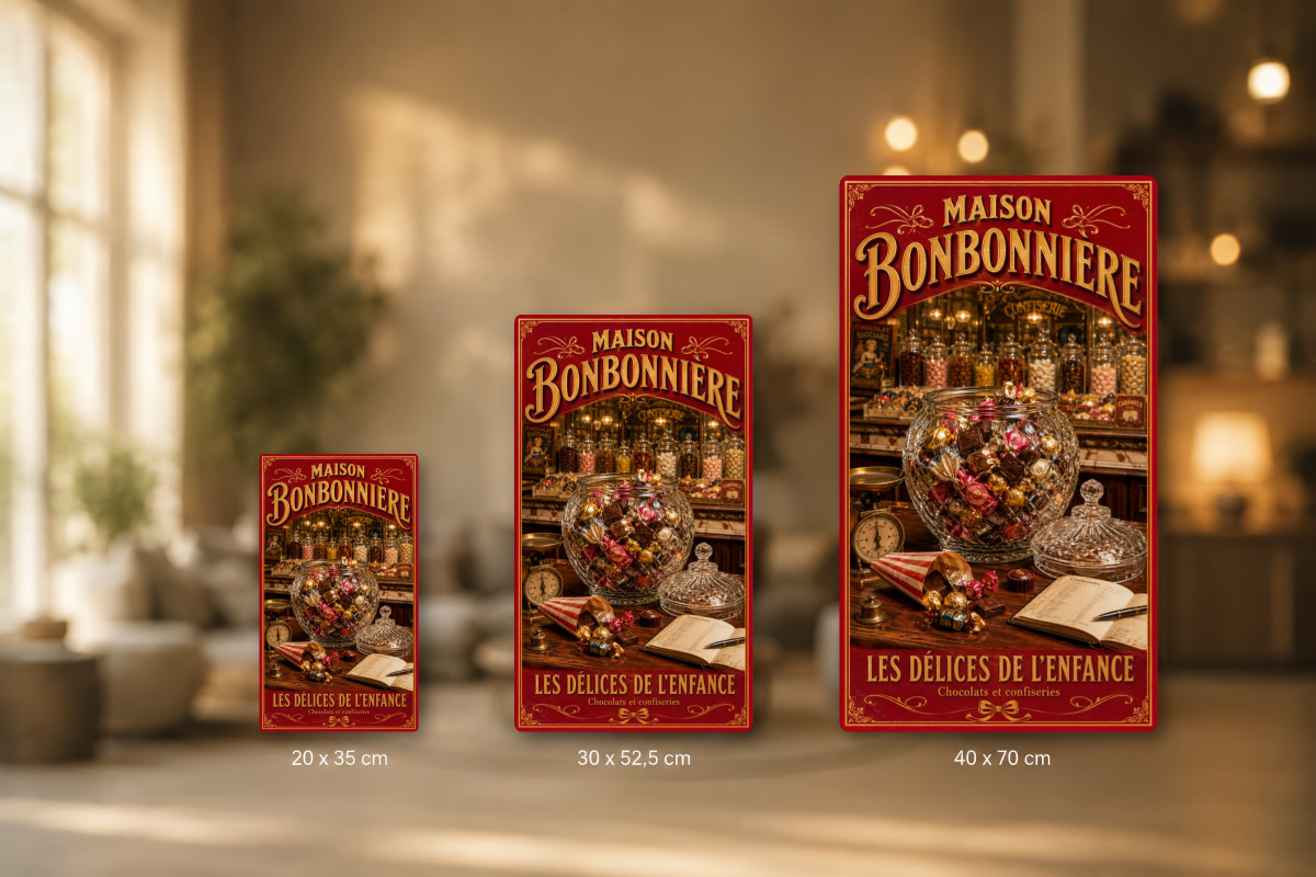 Plaques - décors mêlés #9, Affiche vintage chocolat - Maison Bonbonnière