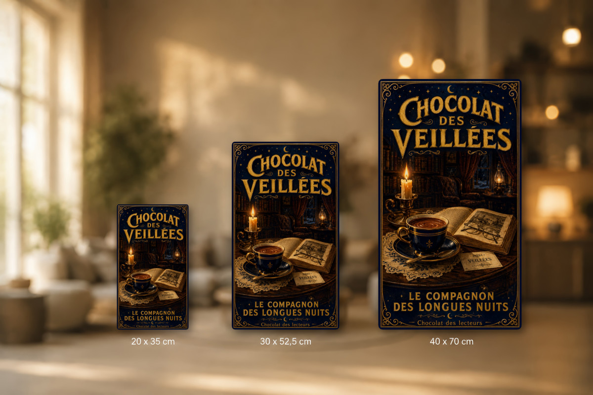 Plaques - décors mêlés #9, Affiche vintage chocolat - Chocolat des Veillées