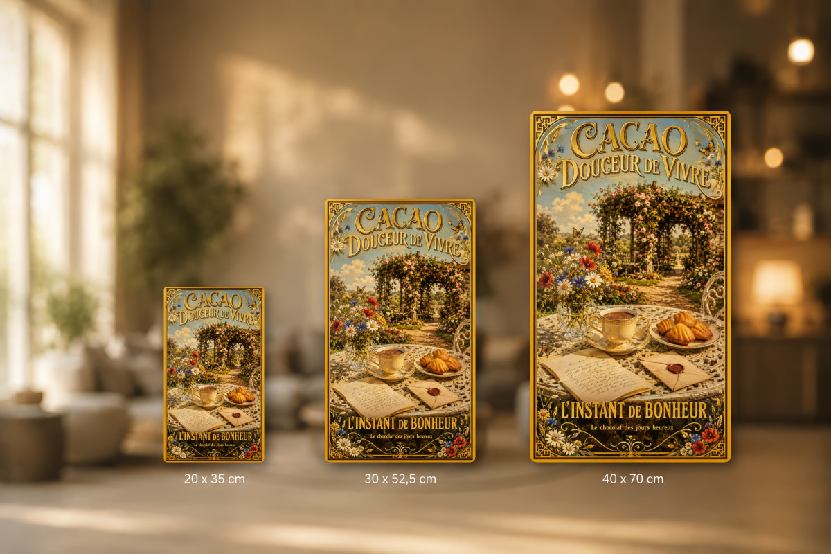 Plaques - décors mêlés #9, Affiche vintage chocolat - Cacao Douceur de Vivre