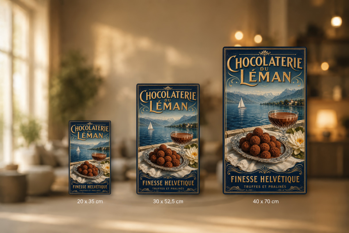Plaques - décors mêlés #9, Affiche vintage chocolat - Chocolaterie du Léman