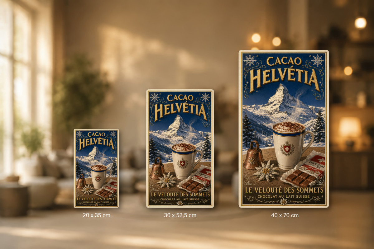 Plaques - décors mêlés #9, Affiche vintage chocolat - Cacao Helvétia