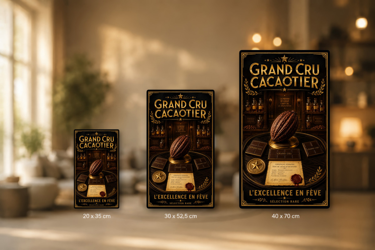 Plaques - décors mêlés #9, Affiche vintage chocolat - Grand Cru Cacaotier