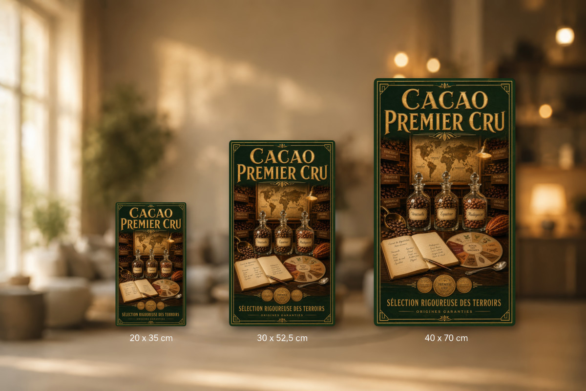 Plaques - décors mêlés #9, Affiche vintage chocolat - Cacao Premier Cru
