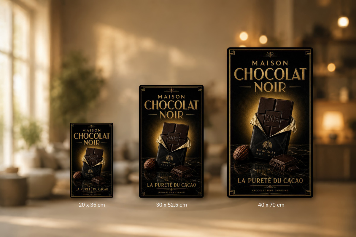 Plaques - décors mêlés #9, Affiche vintage chocolat - Maison Chocolat Noir