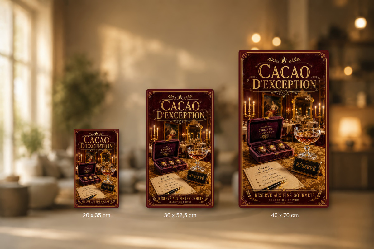 Plaques - décors mêlés #9, Affiche vintage chocolat - Cacao d’Exception