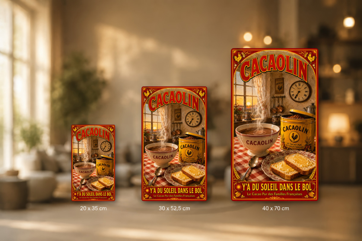 Plaques - décors mêlés #9, Affiche vintage chocolat - Cacaolin