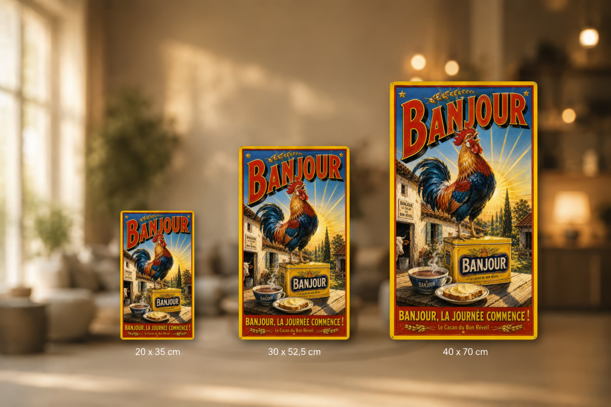 Plaques - décors mêlés #9, Affiche vintage chocolat - Banjour
