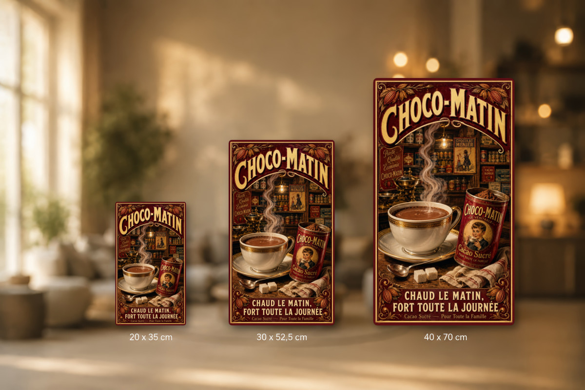 Plaques - décors mêlés #9, Affiche vintage chocolat - Choco-Matin
