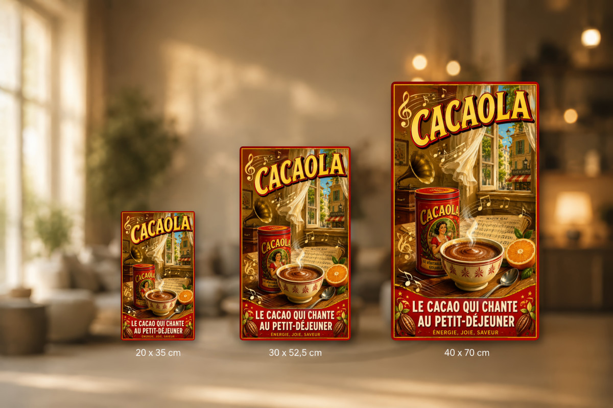Plaques - décors mêlés #9, Affiche vintage chocolat - Cacaola