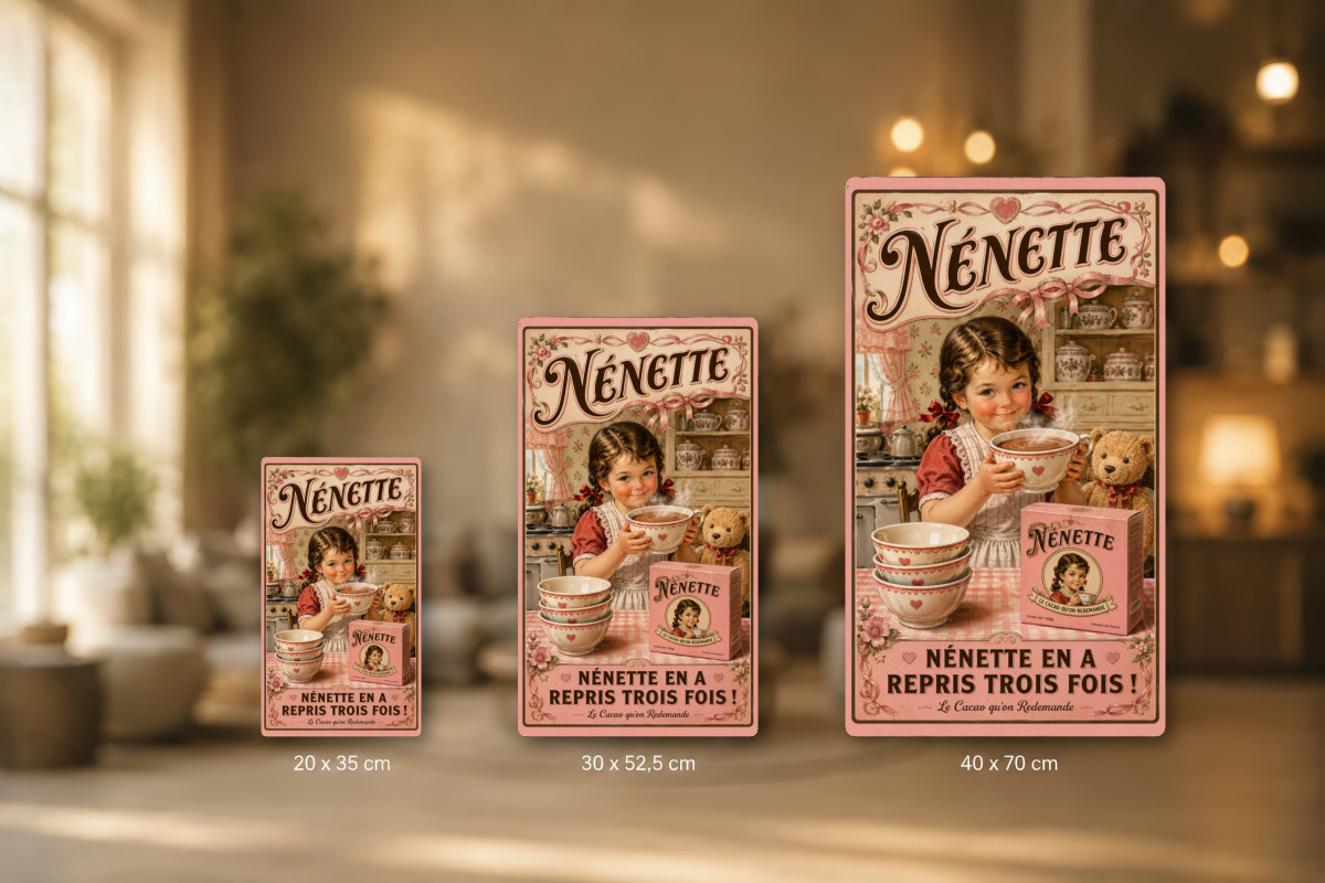 Plaques - décors mêlés #9, Affiche vintage chocolat - Nénette