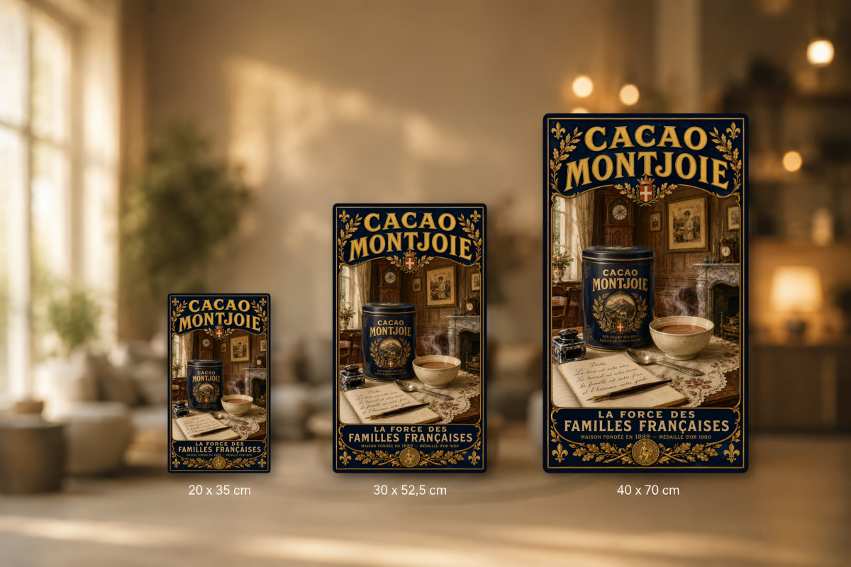 Plaques - décors mêlés #9, Affiche vintage chocolat - Cacao Montjoie