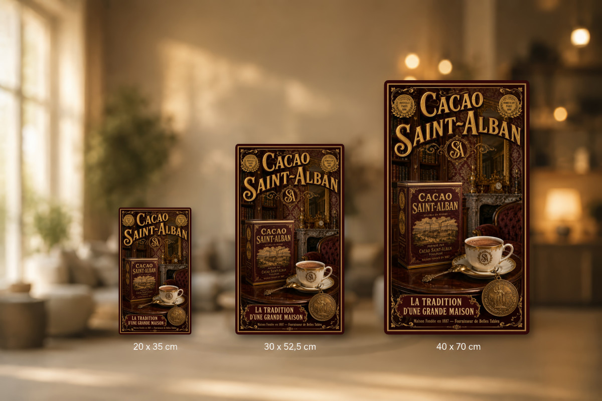 Plaques - décors mêlés #9, Affiche vintage chocolat - Cacao Saint-Alban