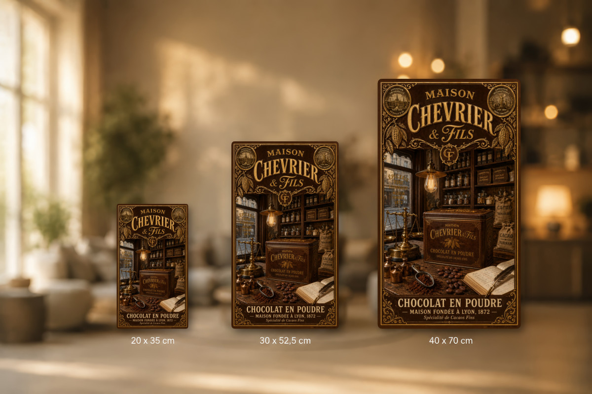 Plaques - décors mêlés #9, Affiche vintage chocolat - Maison Chevrier & Fils