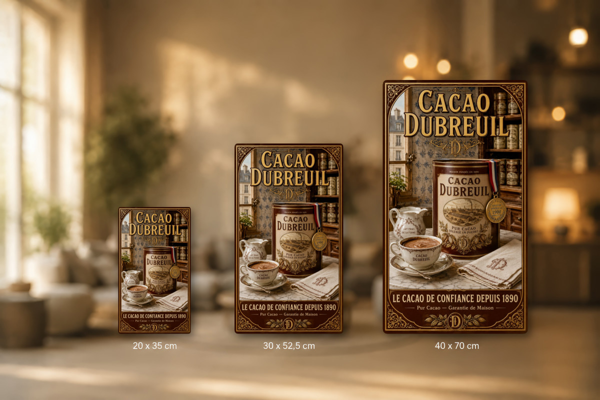 Plaques - décors mêlés #9, Affiche vintage chocolat - Cacao Dubreuil