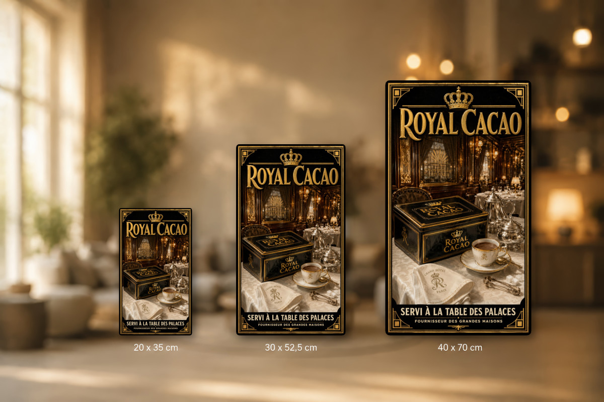 Plaques - décors mêlés #9, Affiche vintage chocolat - Royal Cacao
