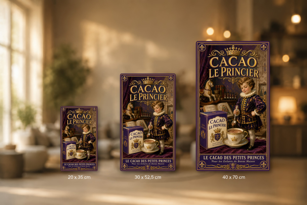 Plaques - décors mêlés #9, Affiche vintage chocolat - Cacao Le Princier