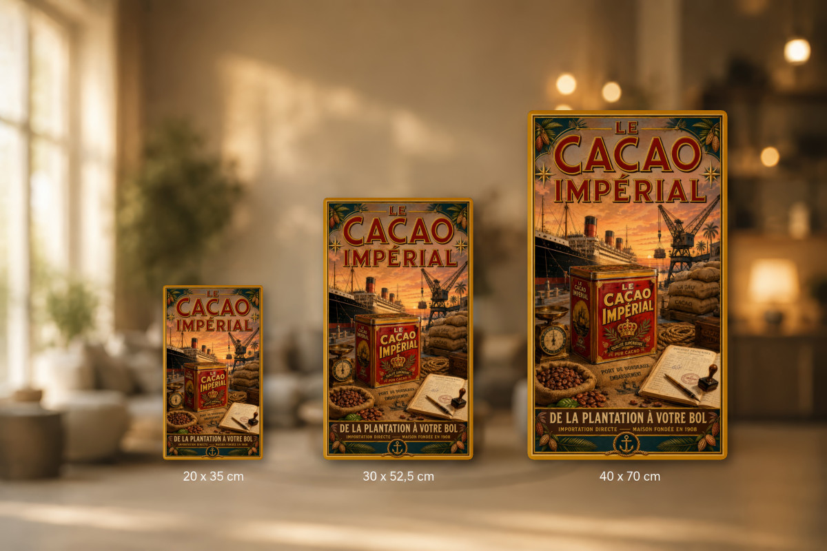 Plaques - décors mêlés #9, Affiche vintage chocolat - Le Cacao Impérial