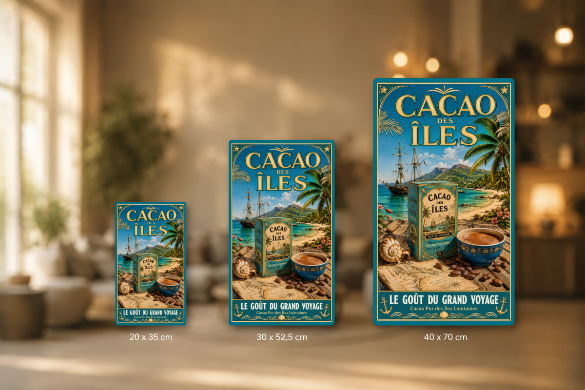 Plaques - décors mêlés #9, Affiche vintage chocolat - Cacao des Îles