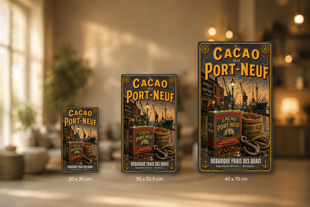 Plaques - décors mêlés #9, Affiche vintage chocolat - Cacao du Port-Neuf