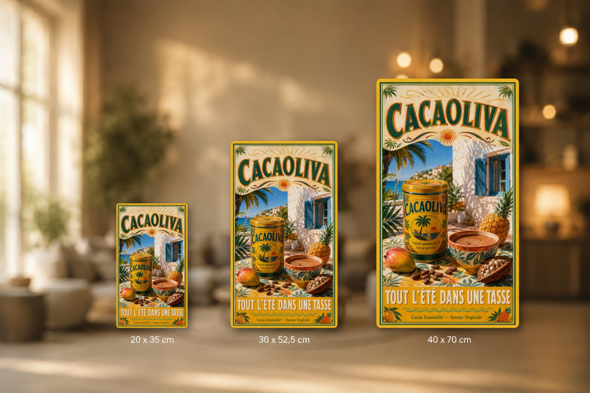 Plaques - décors mêlés #9, Affiche vintage chocolat - Cacaoliva