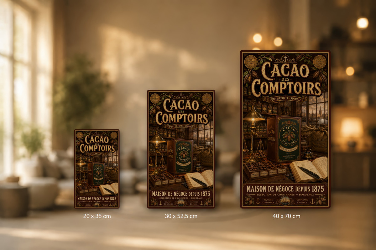 Plaques - décors mêlés #9, Affiche vintage chocolat - Cacao des Comptoirs