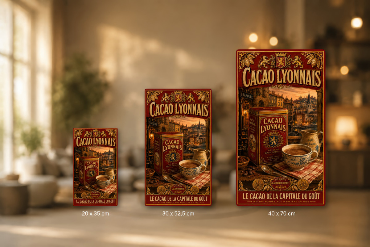 Plaques - décors mêlés #9, Affiche vintage chocolat - Cacao Lyonnais