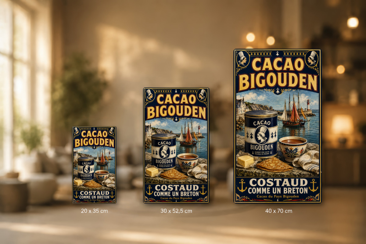 Plaques - décors mêlés #9, Affiche vintage chocolat - Cacao Bigouden