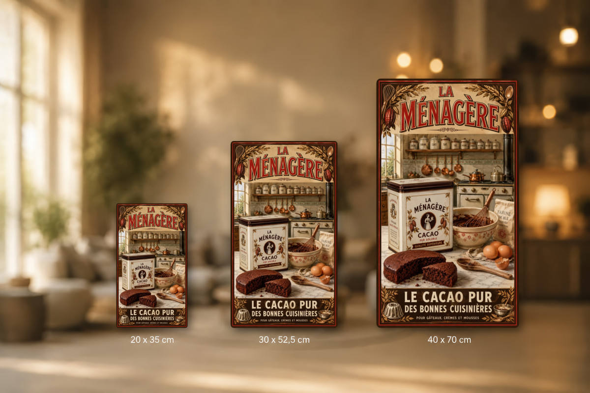 Plaques - décors mêlés #9, Affiche vintage chocolat - Cacao Ménager