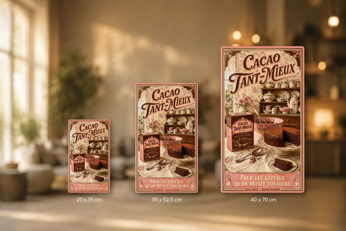 Plaques - décors mêlés #9, Affiche vintage chocolat - Cacao Tant-Mieux