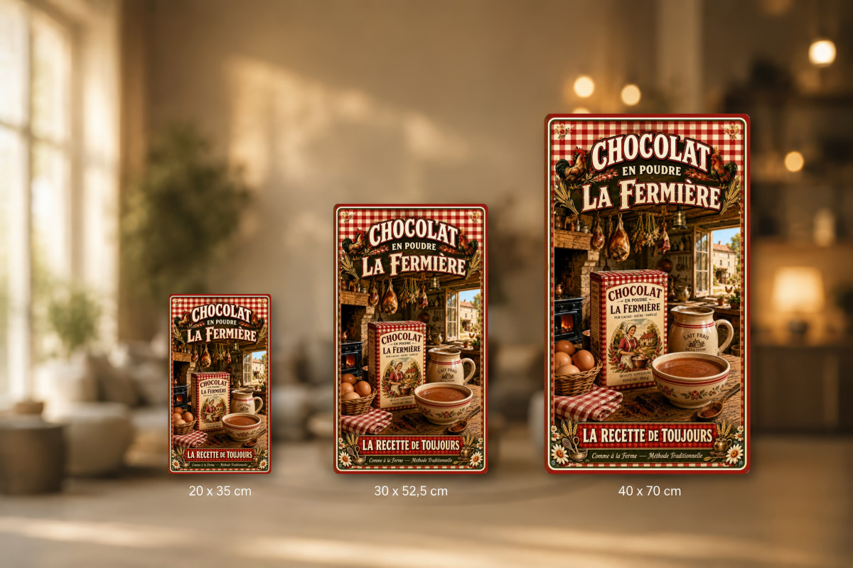 Plaques - décors mêlés #9, Affiche vintage chocolat - Chocolat en Poudre La Fermière