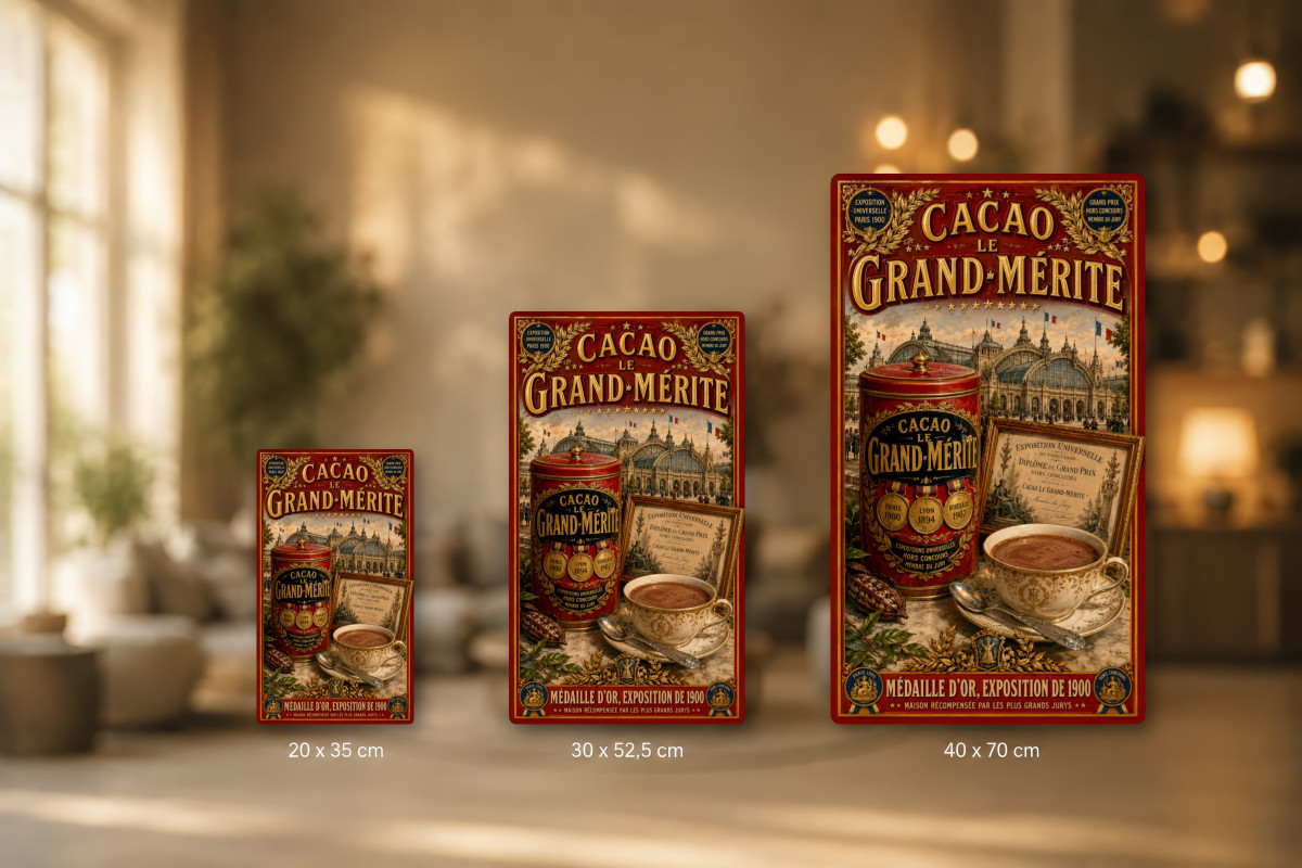 Plaques - décors mêlés #9, Affiche vintage chocolat - Cacao Le Grand-Mérite
