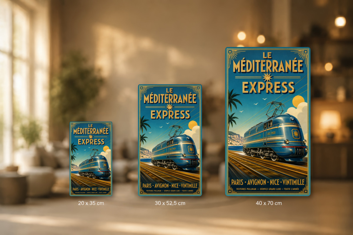 Plaques - décors mêlés #9, Affiche vintage train - Le Méditerranée-Express