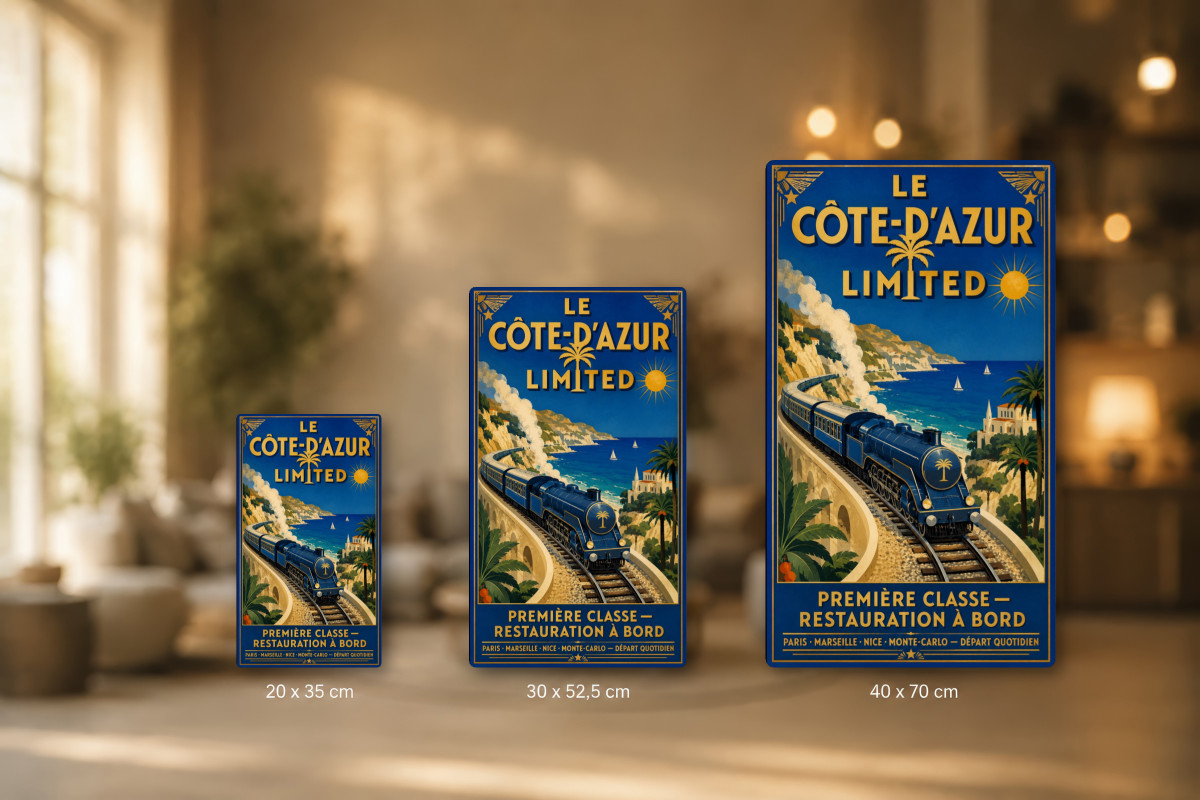 Plaques - décors mêlés #9, Affiche vintage train - Le Côte-d’Azur Limited