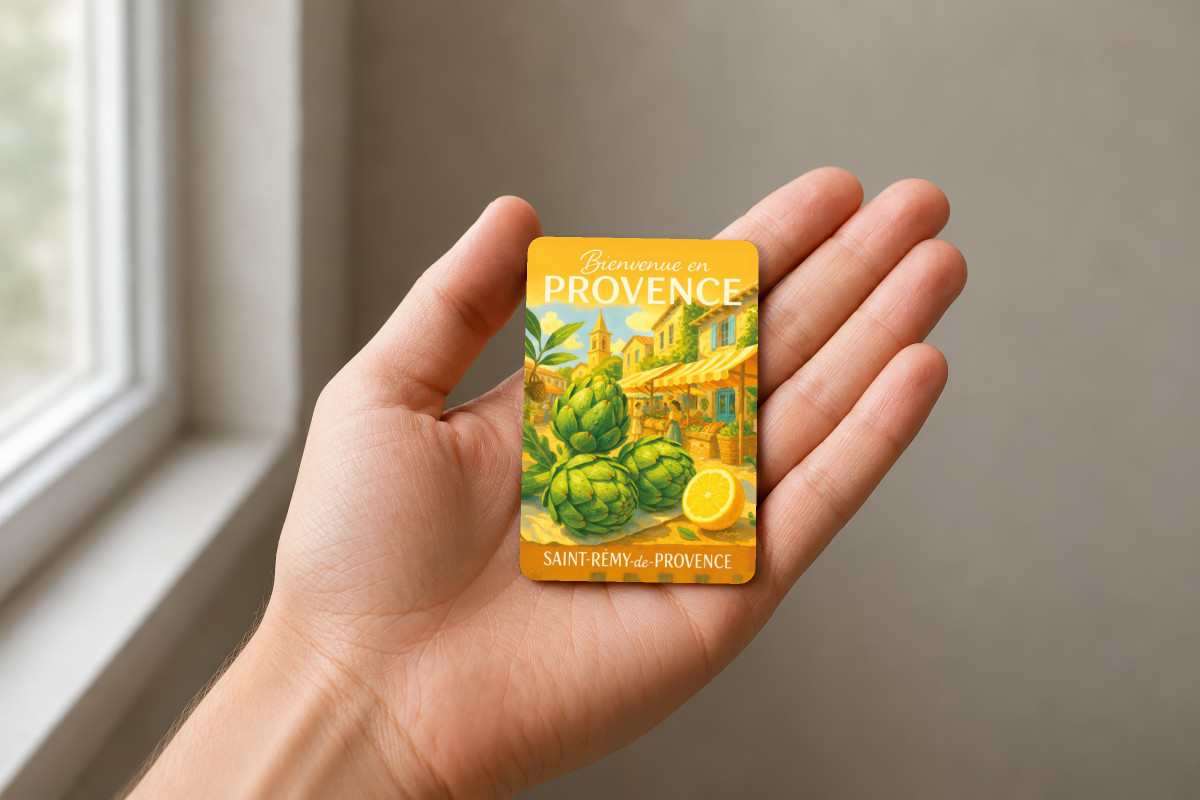 Mockup magnet 11 — Magnet Légumes du marché – Artichaut de Saint-Rémy