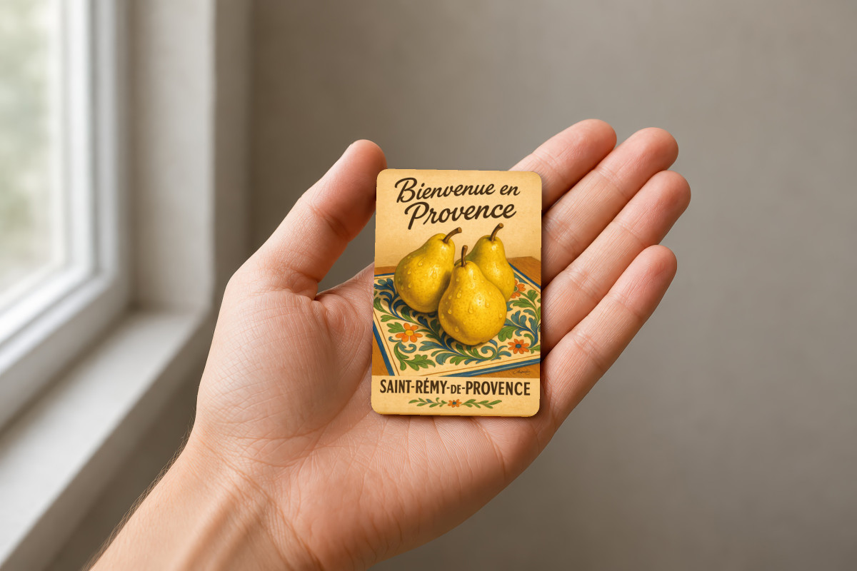 Mockup magnet 11 — Magnet Douceur d’automne – Poire dorée de Provence