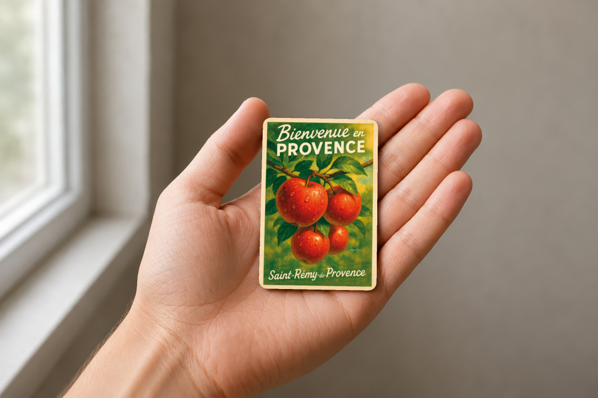 Mockup magnet 11 — Magnet Pommes d’automne – Rouge des vergers provençaux